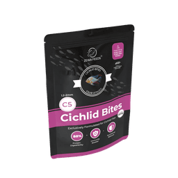Zewa Feeds Cichlid Bites C5 — angled product view, 500G pack